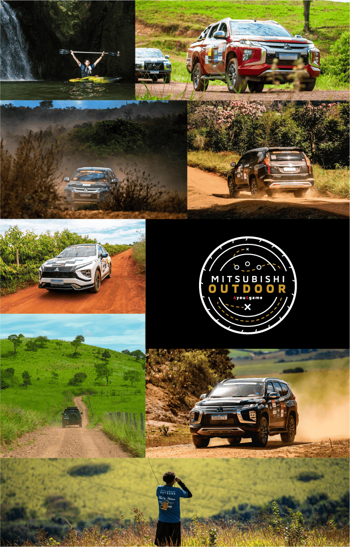 Foto de um veículo Mitsubishi participando de uma etapa do rally Mitsubishi Outdoors